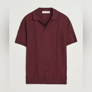 Orlebar Brown Horton Pique Texture Polo in Dark Red Size XL